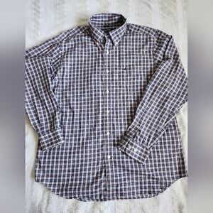 NAUTICA Button-down Shirt Mens. Large Slim Fit Blue,red,wh. Plaid Long Sleeve.